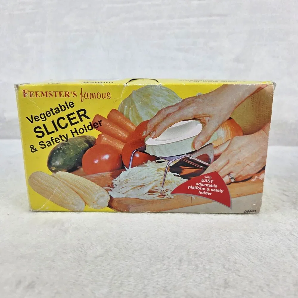 Vintage Feemster’s Famous Vegetable Slicer W/ Safety Holder Original Box
